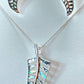 Silver Handmade Inlay Pendant/Earring Set Semi Precious Abalone Shell- Leaf