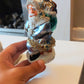 Vintage Czech Republic, Glass Blown, Hand Painted Christmas Tree Ornament - Large Santa Chimney Blue