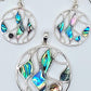 Silver Handmade Inlay Pendant/Earring Set Semi Precious Abalone Shell- Multi