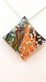 Silver Handmade Inlay Pendant Semi Precious Abalone Shell- Square