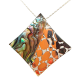 Silver Handmade Inlay Pendant Semi Precious Abalone Shell- Square