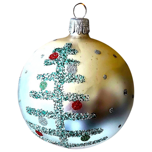Czech Republic, Glass Blown, Hand Painted Christmas Tree Ornament decoration - Large Ball Bauble