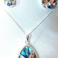 Silver Handmade Inlay Pendant/Earring Set Semi Precious Abalone Shell- Flower