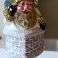 Vintage Czech Republic, Glass Blown, Hand Painted Christmas Tree Ornament - Large Santa in Chimney
