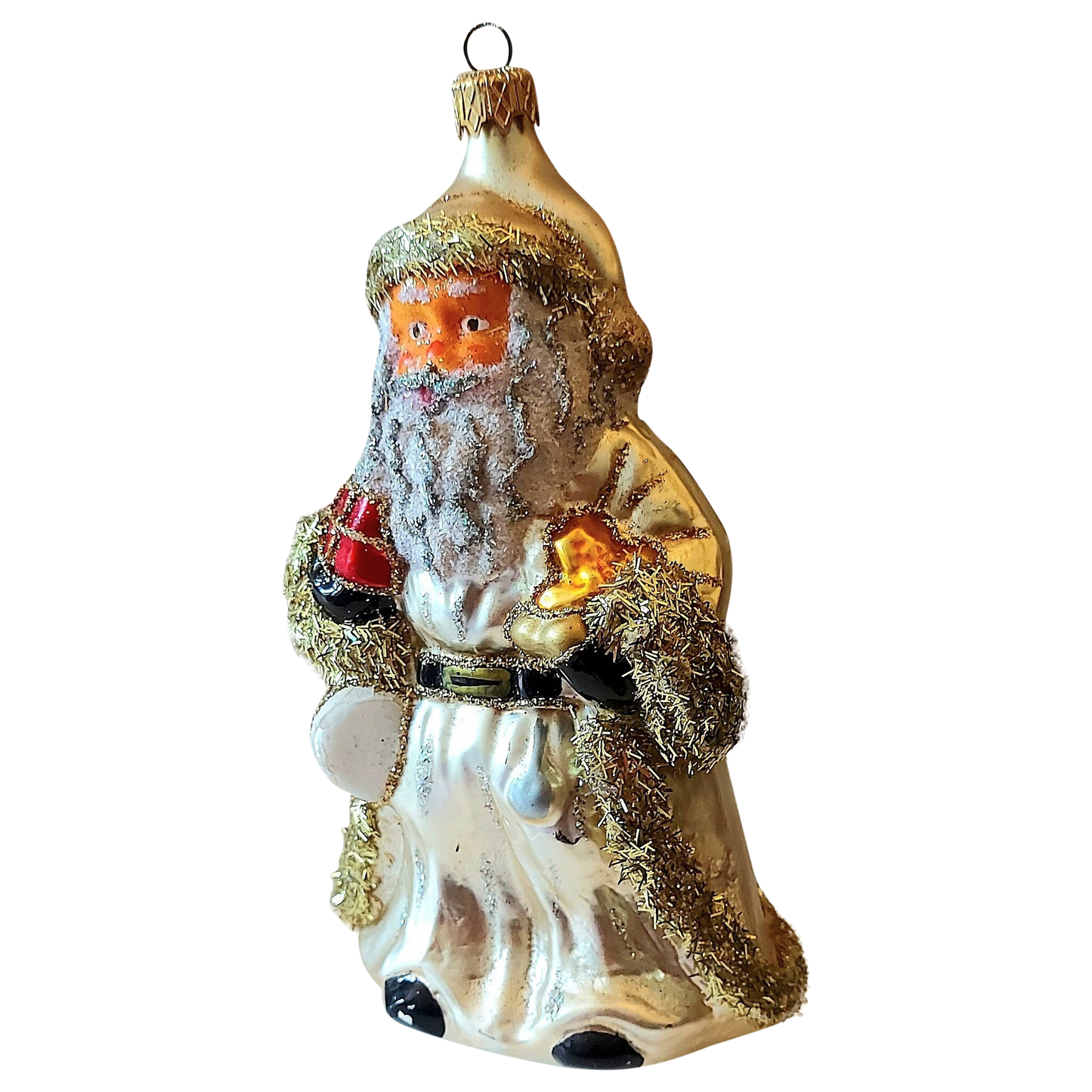 Czech Republic, Glass Blown, Hand Painted Christmas Tree Ornament - Very Large Santa