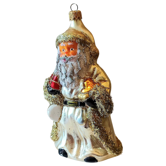 Czech Republic, Glass Blown, Hand Painted Christmas Tree Ornament - Very Large Santa