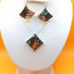 Silver Handmade Inlay Pendant/Earring Set Semi Precious Abalone Shell- Square
