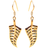 Silver Handmade Inlay Earrings Semi Precious Abalone Shell- Leaf