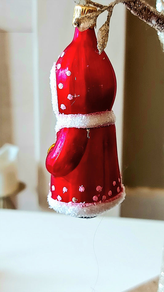 Vintage Czech Republic, Glass Blown, Hand Painted Christmas Tree Ornament - Gnome