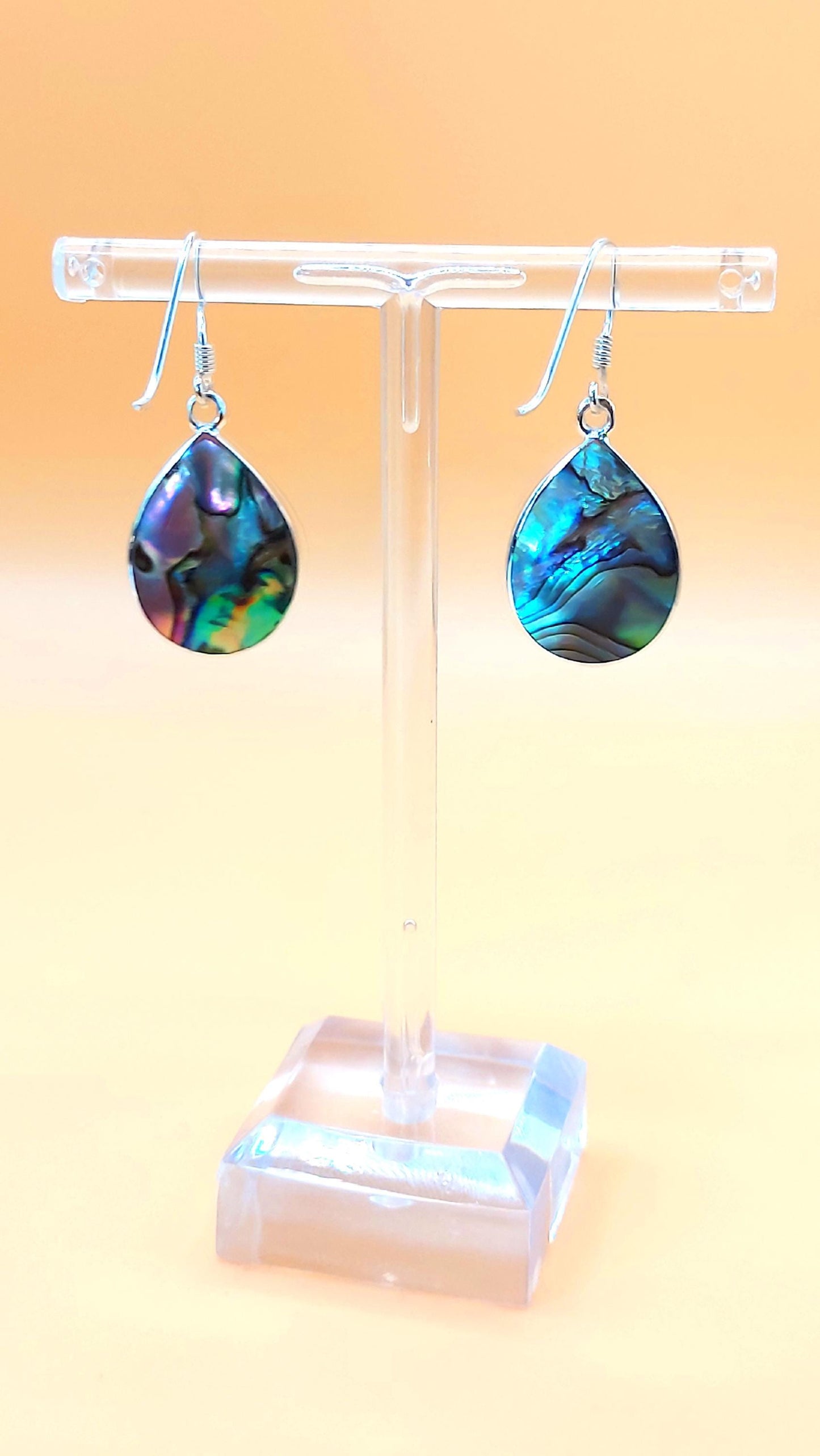 Silver Handmade Inlay Pendant/Earring Set Semi Precious Abalone Shell- Flower