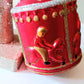 Vintage Czech Republic, Glass Blown, Hand Painted Christmas Tree Ornament - Large Carousel Red