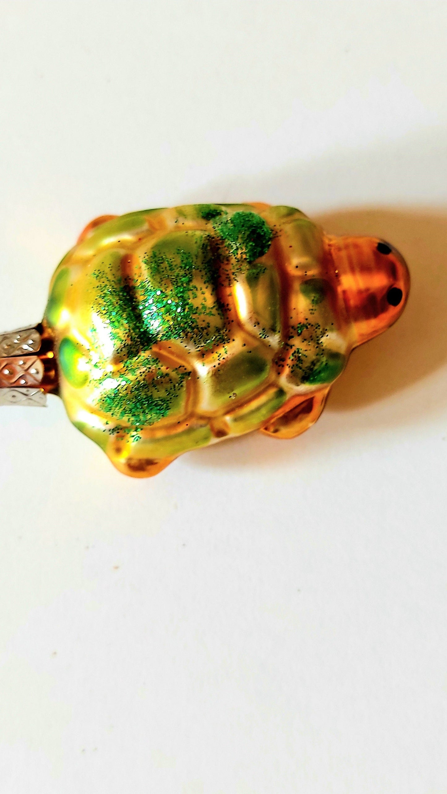 Vintage Czech Republic, Glass Blown, Hand Painted Christmas Tree Ornament - Turtle a pair ( x 2 )