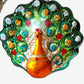 Vintage Czech Republic, Glass Blown, Hand Painted Christmas Tree Ornament - Peacock Green