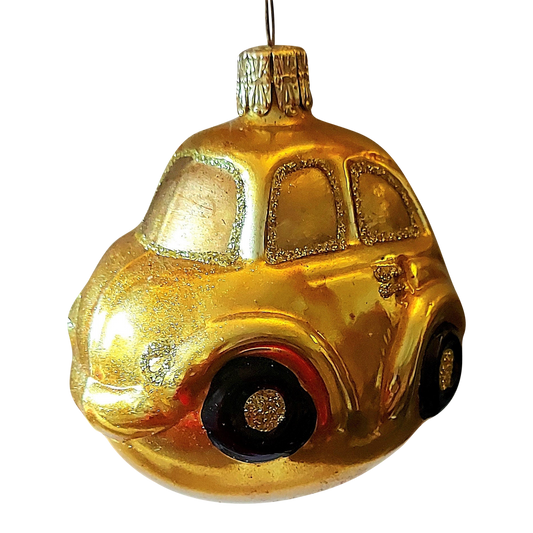Czech Republic, Glass Blown, Hand Painted Christmas Tree Ornament - Car