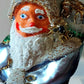 Vintage Czech Republic, Glass Blown, Hand Painted Christmas Tree Ornament - Large Santa Chimney Blue