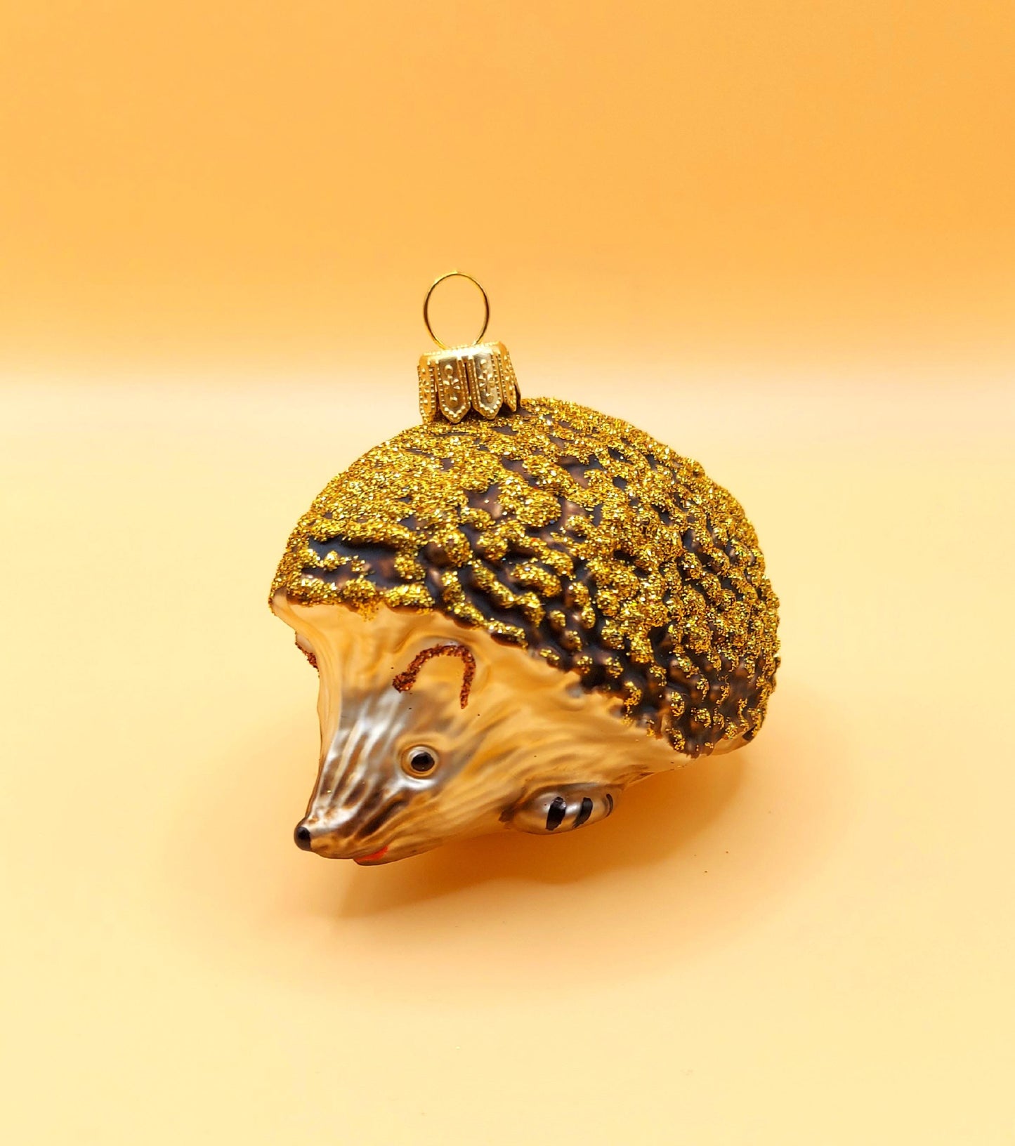 Vintage Czech Republic, Glass Blown, Hand Painted Christmas Tree Ornament - Hedgehog