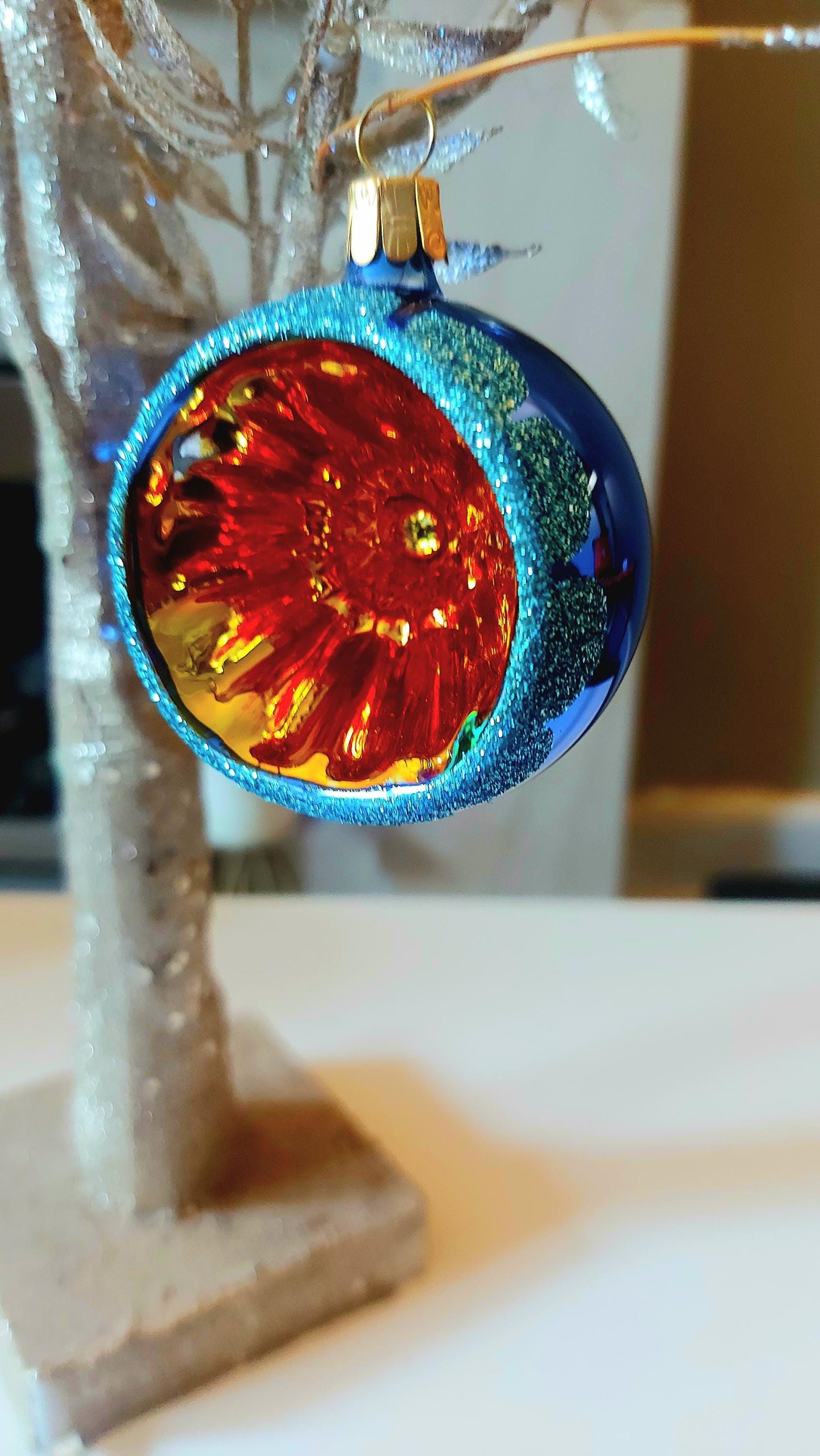 Vintage Czech Republic, Glass Blown, Hand Painted Christmas Tree Ornament - Retro Balls