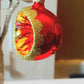 Vintage Czech Republic, Glass Blown, Hand Painted Christmas Tree Ornament - Red Retro Balls