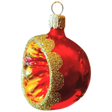 Czech Republic, Glass Blown, Hand Painted Christmas Tree Ornament - Red Retro Balls