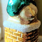 Vintage Czech Republic, Glass Blown, Hand Painted Christmas Tree Ornament - Large Santa in Chimney