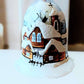 Vintage Czech Glass Bell Ornament: Hand-Painted Winter Village