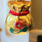 Vintage Czech Republic, Glass Blown, Hand Painted Christmas Tree Ornament - Money Bag