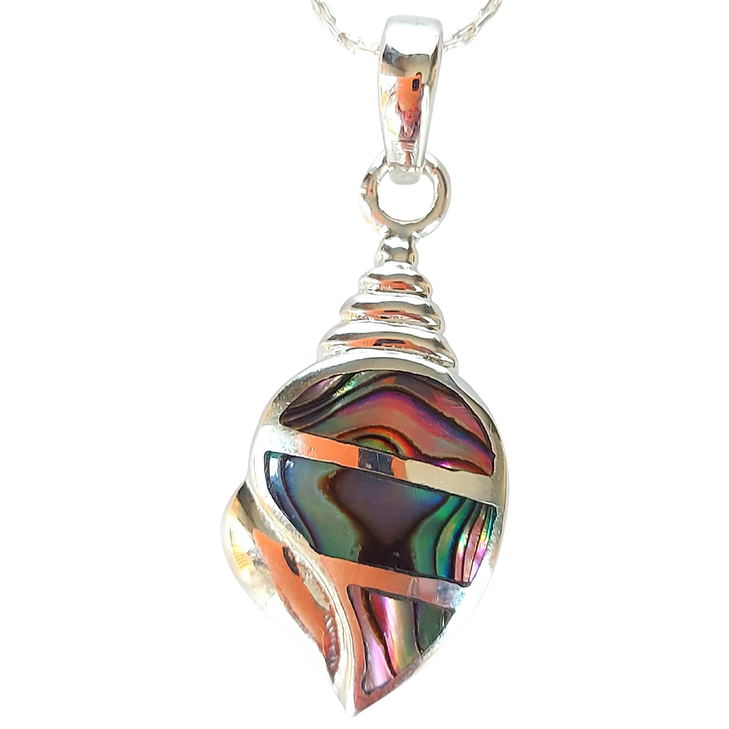 Silver Handmade Inlay Pendant Semi Precious Abalone Shell- Shell