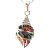 Silver Handmade Inlay Pendant Semi Precious Abalone Shell- Shell