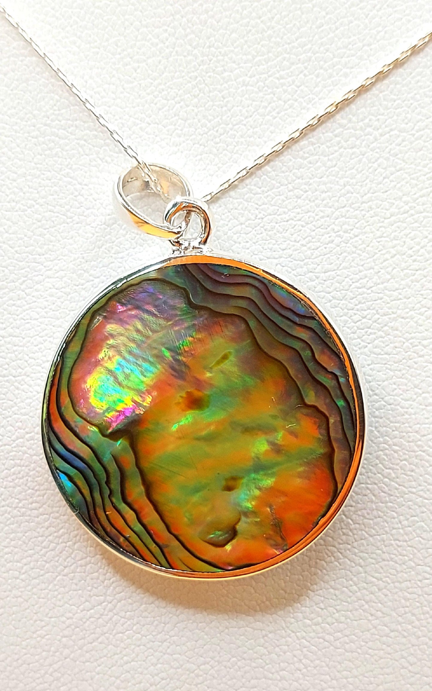 Silver Handmade Inlay Pendant Semi Precious Abalone Shell- Moon