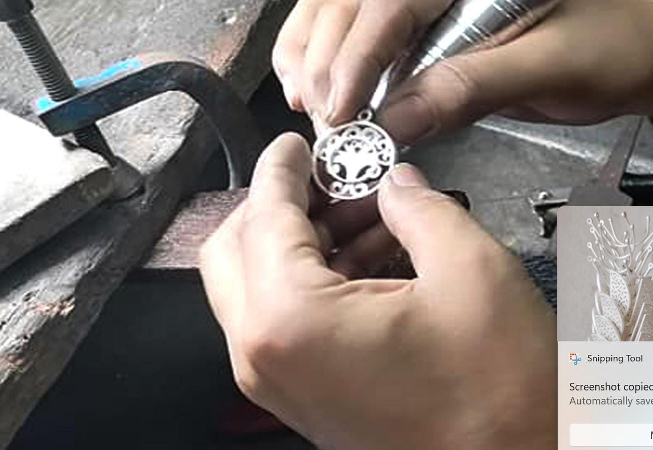 Silver Handmade Inlay Pendant Semi Precious Natural Shell- Tree