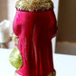 Vintage Czech Republic, Glass Blown, Hand Painted Christmas Tree Ornament - Large Santa Red/Gold
