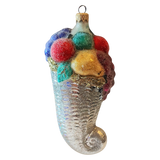 Czech Republic, Glass Blown, Hand Painted Christmas Tree Ornament - Large Fruit Cone Silver