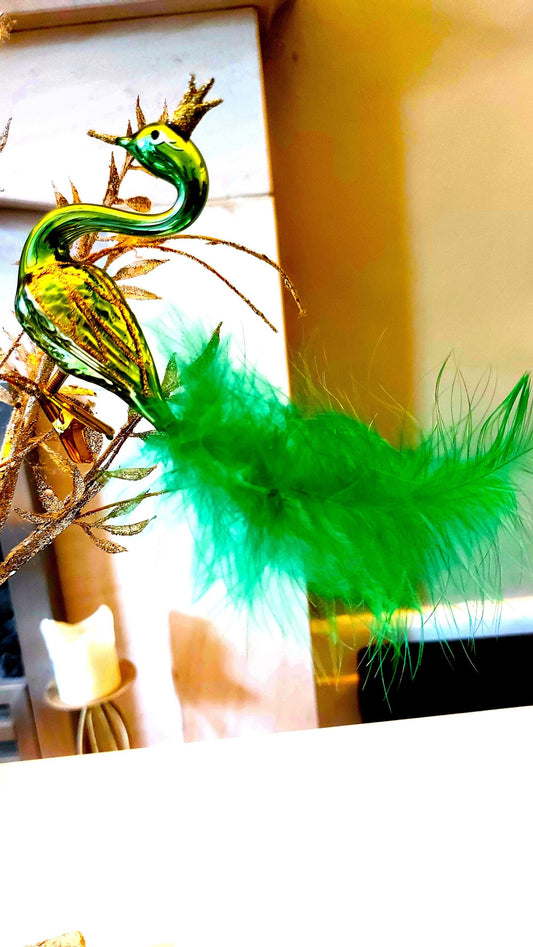 Czech Republic, Glass Blown, Hand Painted Christmas Tree Ornament - Swan with clip