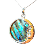 Silver Handmade Inlay Pendant Semi Precious Abalone Shell- Moon