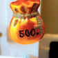 Vintage Czech Republic, Glass Blown, Hand Painted Christmas Tree Ornament - Money Bag