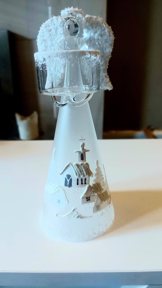 Czech Glass Angel Christmas Ornament: Hand-Painted Candle Holder