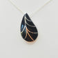 Silver Handmade Inlay Pendant/Earring Set Semi Precious Black Onyx- Black Leaf