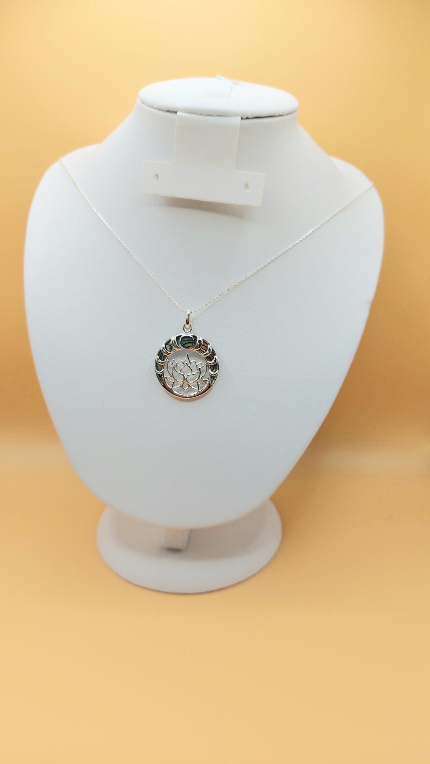 Silver Handmade Inlay Pendant Semi Precious Abalone Shell- Emblem