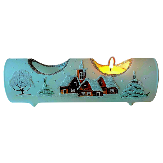Czech Glass Christmas Ornament: Hand-Painted House Candle Holder