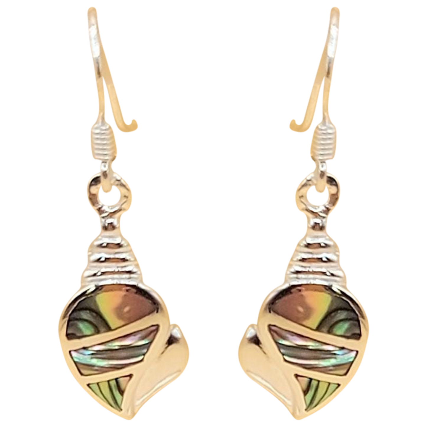 Silver Handmade Inlay Earrings Semi Precious Abalone Shell- Shell