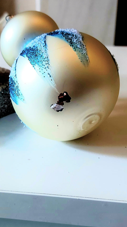 Czech Republic, Glass Blown, Hand Painted Christmas Tree Ornament - 2 Tier Snowman (reduced)