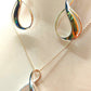 Silver Handmade Inlay Pendant/Earring Set Semi Precious Abalone Shell- Loop
