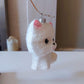 Vintage Czech Republic, Glass Blown, Hand Painted Christmas Tree Ornament - White Pussy Cat