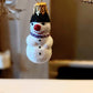 Vintage Czech Republic, Glass Blown, Hand Painted Christmas Tree Ornament - Snowman a pair ( x 2 )