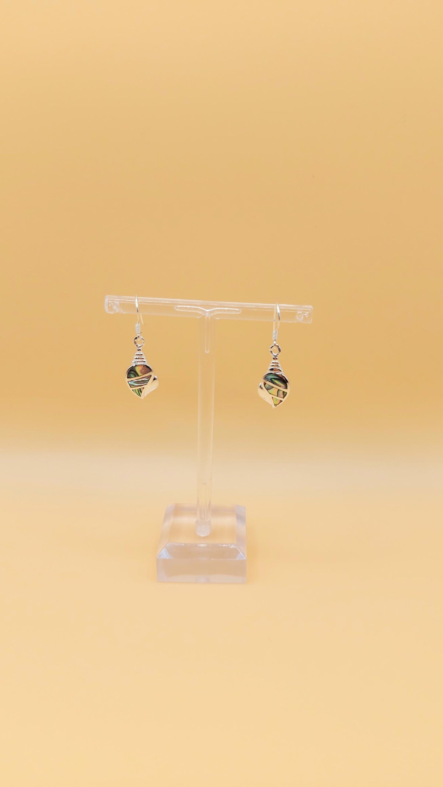 Silver Handmade Inlay Earrings Semi Precious Abalone Shell- Shell