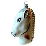 Czech Republic, Glass Blown, Hand Painted Christmas Tree Ornament - Horse Head