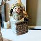 Vintage Czech Republic, Glass Blown, Hand Painted Christmas Tree Ornament - Large Santa in Chimney
