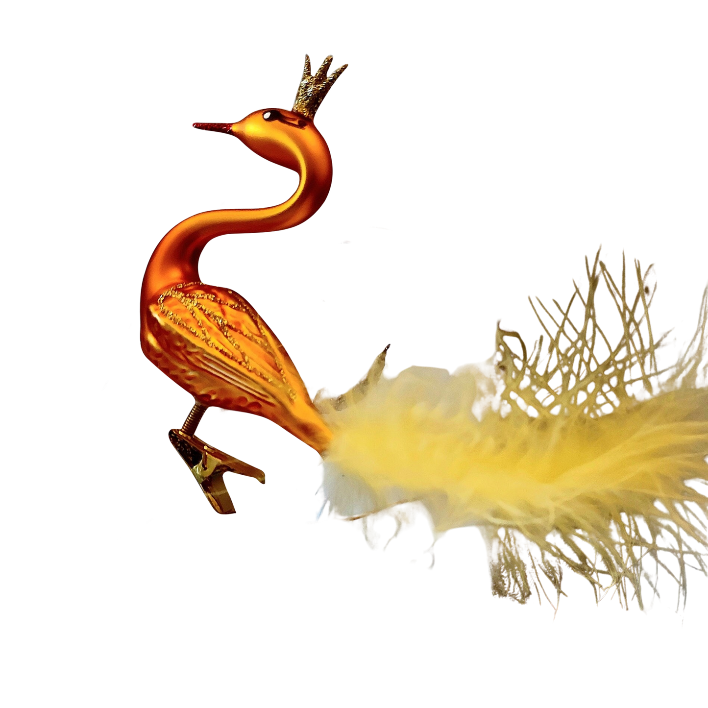 Czech Republic, Glass Blown, Hand Painted Christmas Tree Ornament - Swan with clip