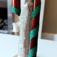 Vintage Czech Republic, Glass Blown, Hand Painted Christmas Tree Ornament - Large  Candy Cane