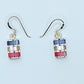 Silver Handmade Inlay Earrings Semi Precious Natural Shell- Multi Colour